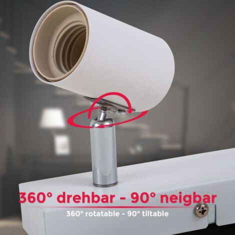 Plafonnier 4 spots orientables & pivotants, spot bar design rétro, luminaire plafond vintage salon, couloir, E27, 60 Watt