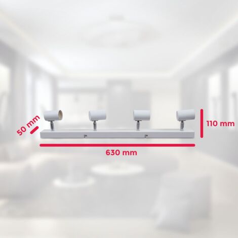 Plafonnier 4 spots orientables & pivotants, spot bar design rétro, luminaire plafond vintage salon, couloir, E27, 60 Watt
