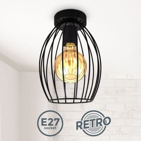 Vintage Métal Cage industrielle carré cadre de Fil Lumière Pendentif Loft Lampe de plafond 
