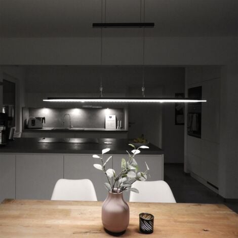 B.K.Licht suspension LED, lustre filaire design, fonction dimmable - pas besoin dun variateur, hauteur réglable, platine LED 20W intégrée avec 1600Lm, lumière blanche chaude 3000K