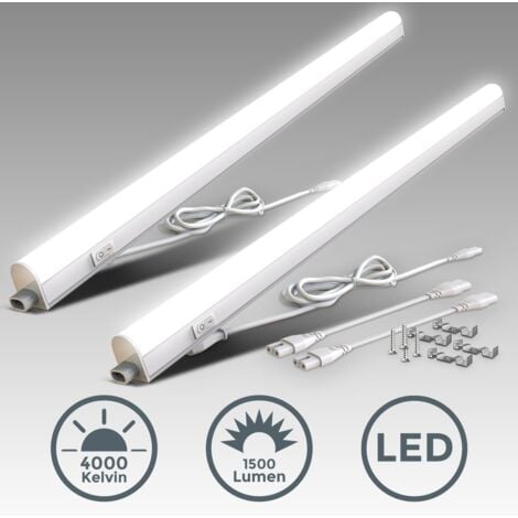 B.K.Licht réglette LED pour cuisine et atelier, platine LED 15W, longueur  873 mm, 1200 Lm, lumière blanche neutre 4000K