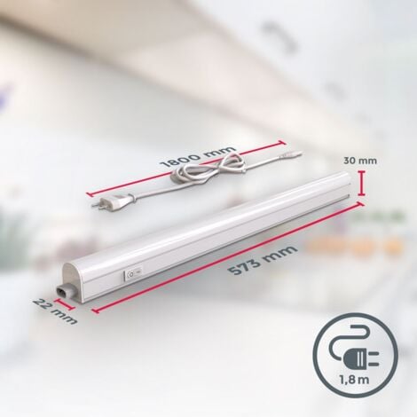 B.K.Licht lot de 2 réglettes LED pour cuisine et atelier, platine LED 8W, longueur 573 mm, 700 Lm, lumière blanche neutre 4000K