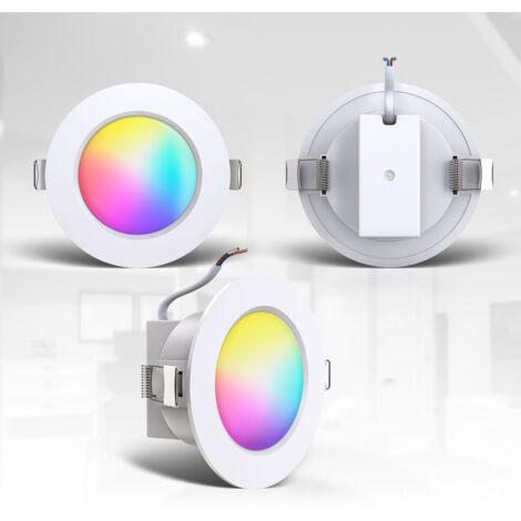 B.K.Licht I Set de 3 lampes à encastrer RGBW pour salle de bain LED I Spot à encastrer pour salle de bain en couleur I Télécommande I Ø70 mm perçage I Dimmable I 92x45 (DxH) I Blanc