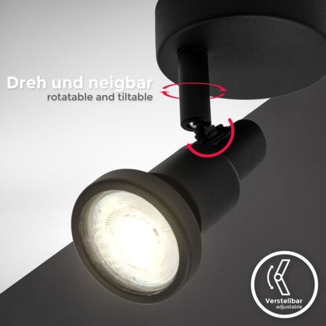 B.K.Licht Applique LED orientable 1 spot I ampoule 4,8W 400lm GU10 incl. I IP44 I Plafonnier lampe salle de bain