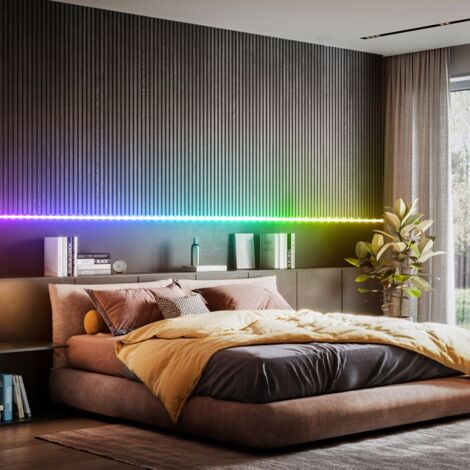 B.K.Licht I 10m Wifi RGBIC LED Strip I App control I music sensor I lightbar I LED running light I RGBIC LED strip I compatible with Alexa I smart LED band I self-adhesive
