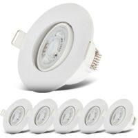 Lot de 6 spots LED encastrables orientables IP65 – Salle de bain – Blanc chaud 3000K – 4,9W / 480lm chacun – 230V – Ø68mm