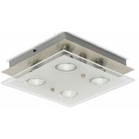 Plafonnier LED design chambre métal verre carré 4x GU10 lustre plafond