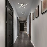 Plafonnier LED design 4 LED lustre plafond moderne éclairage salon nickel-mate