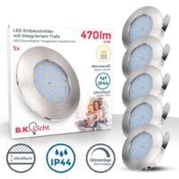 Set de 5 spots LED à encastrer spéciale salle de bain IP44 spots encastrables dimmables ultra-plats