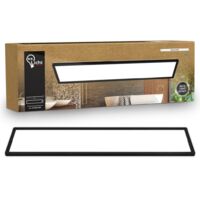 Panneau LED de Salle de bain, noir, rectangulaire, 98x20cm 36W 4800lm, IP44, Lumière blanche neutre 4000K, Plafonnier LED sdb, salon et cuisine