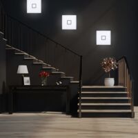 Plafonnier LED design carré pour salon salle à manger 18W ultra-plat blanc argenté