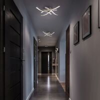 B.K.Licht plafonnier LED design moderne, éclairage plafond en forme de vague, modules LED 20W intégrés, 2.000Lm, lumière blanche neutre 4000K, finition aluminium