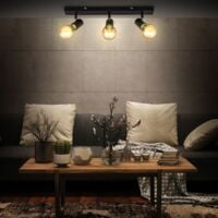 B.K.Licht plafonnier 3 spots orientables design vintage, style industriel en noir mat pour salon, salle à manger, chambre, pour ampoules E27 max. 60W, livrée sans ampoules, largeur 48cm