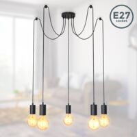 B.K.Licht suspension design industriel lustre minimaliste rétro-vintage I plafonnier pour 5 ampoules I réglable en hauteur I livré sans ampoules