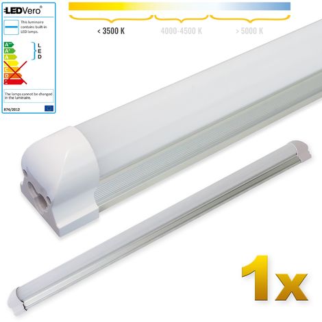 LEDVero T5 LED Tubo integrato opalino in bianco caldo 90cm Plafoniera LED