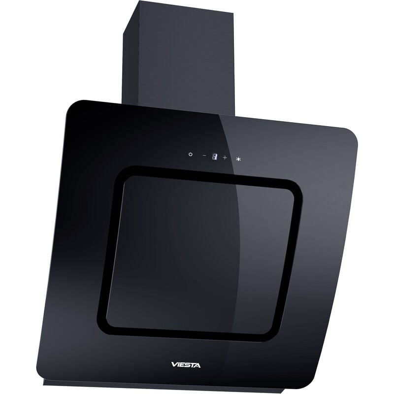 Viesta DH600D Campana de cocina 60cm incluido filtro de carbono activo - Campana extractora / Sensor de control táctil, iluminación LED, hecho de acero y cristal negro