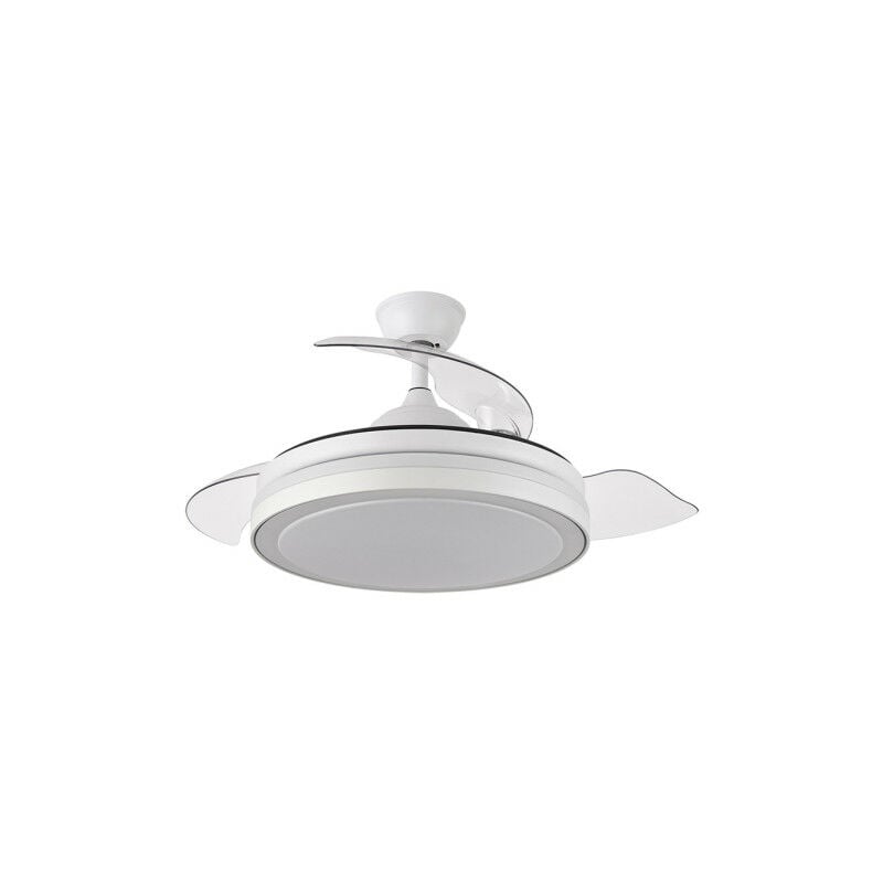 Esparta Mini Ventilador techo con luz led motor dc color blanco aspas mando distancia temporizador akunadecor metal 48w 4080lm 3asp.desp 91d 300040006000k remoto+temporizador+memoria