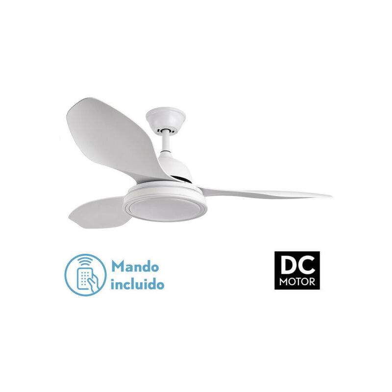 Ventilador De Techo 40w Silencioso Ø132cm, Blanco- Mimbre- Con Luz