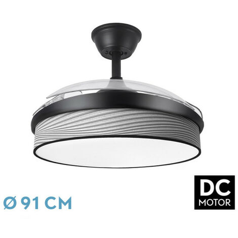 Ventilador DC COSMOS blanco/haya, 4 aspas retráctiles, 72W LED  3000, 4000