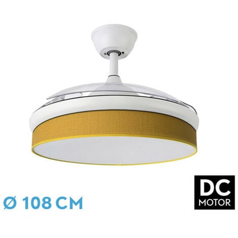 Ventilador DC COSMOS blanco/haya, 4 aspas retráctiles, 72W LED  3000, 4000