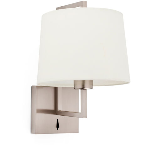 Faro FRAME Lámpara de pared de níquel mate, pantalla beige