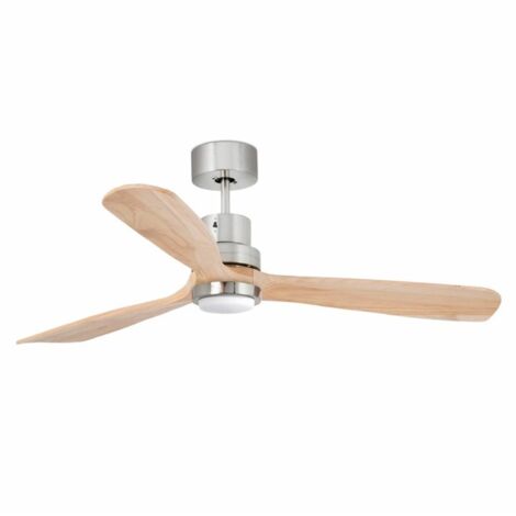 Ventilador de techo con luz níquel mate/pino Ø 132cm LANTAU DC 33560DC