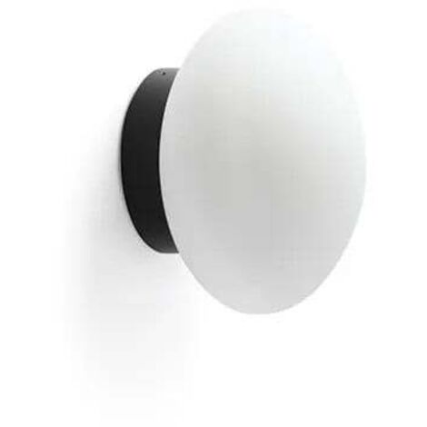 Faro Nubo 15cm Apliques de pared Globe Negro Mate, Ópalo IP44 2700K