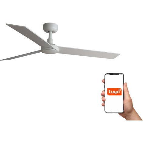 Faro Rudder Ventilador de techo grande de 3 aspas, blanco mate, sistema inteligente Tuya (1/2)