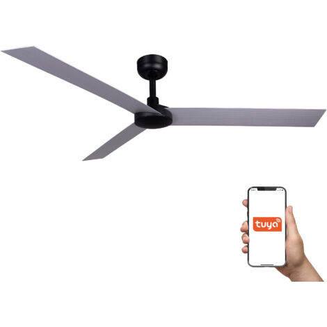 Faro Cruiser Ventilador de techo XL de 3 aspas, negro mate, aluminio, sistema inteligente Tuya (1/2)