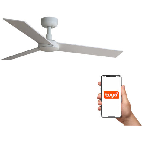Faro Rudder Ventilador de techo pequeño de 3 aspas, blanco mate, 2700-4000-6500 K, sistema inteligente Tuya (1/2)