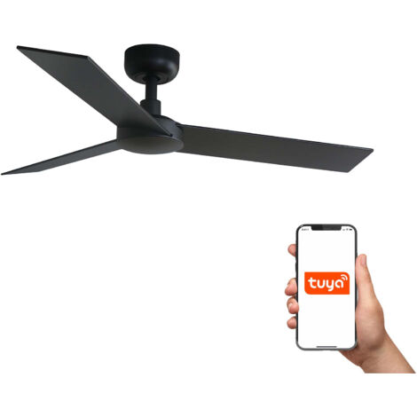 RUDDER S Ventilador negro/nogal TUYA (1/2)