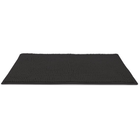Beautissu Badematte rutschfest BeauMare FL Hochflor Teppich	Schwarz, 120cm, 70cm