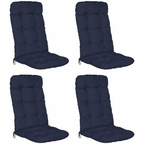 Beautissu 4er Set Hochlehner Auflage Flair HL 120x50x8 cm Dunkelblau