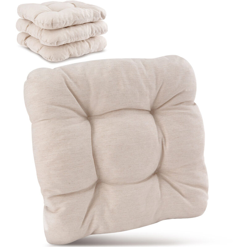 Lot De 4 Coussins De Chaise Ronds Café - 40x40 Cm - Avec Attaches - Confort & Style