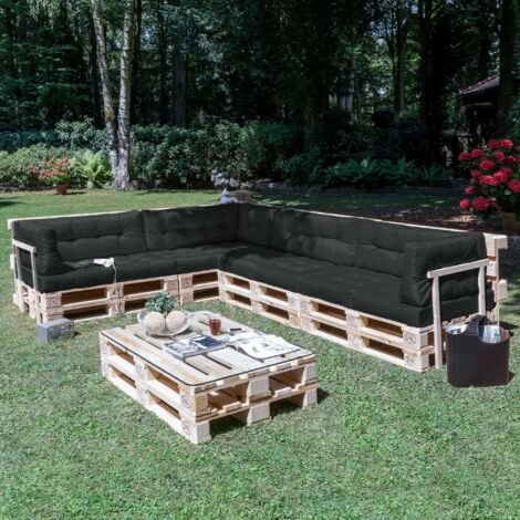 Beautissu ECO Elements - Dossier Coussins pour Canape Euro Palette	Graphite, 120x40x10 cm
