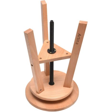 Tabouret De Peinture Arles – Rond En Bois De Hêtre Massif Noyer, Pivotant 360° Et Réglable En Hauteur 48-66 Cm, Tabouret D’Atelier Robuste 3 Pieds