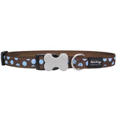 Collier chien Red Dingo Fantaisie marron à pois bleu Taille : T1