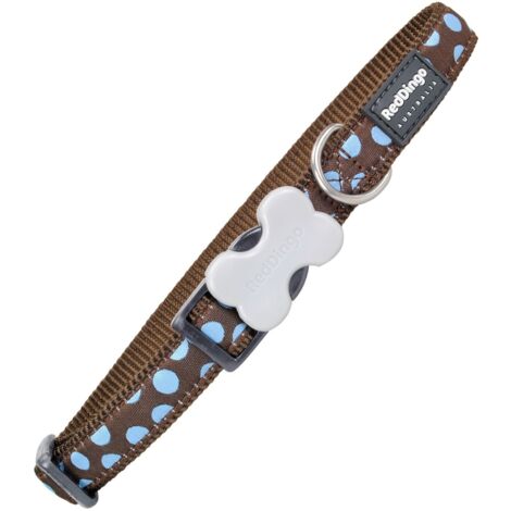 Collier chien Red Dingo Fantaisie marron à pois bleu Taille : T3