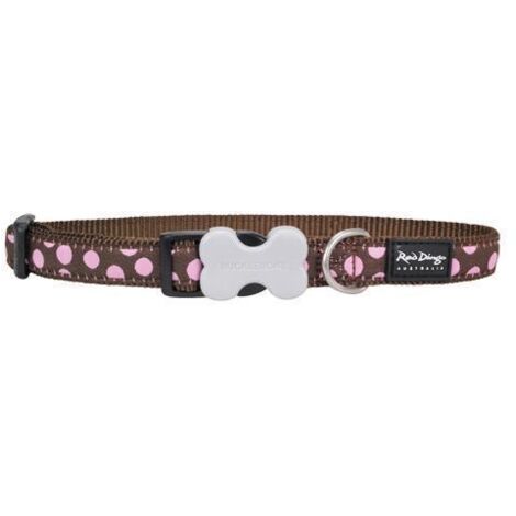 Collier chien Red Dingo Fantaisie marron à pois rose Taille : T1
