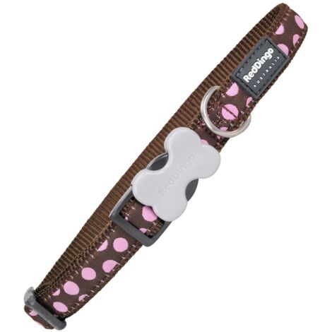 Collier chien Red Dingo Fantaisie marron à pois rose Taille : T3