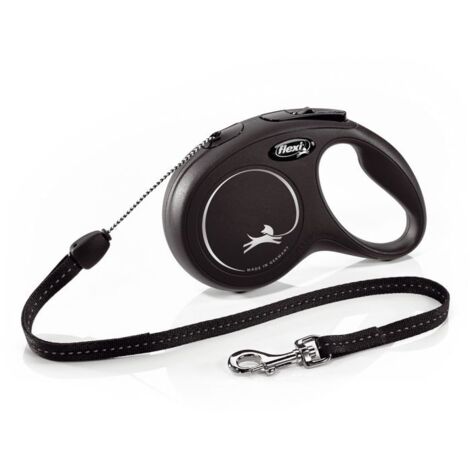 Laisse rétractable pour chien 8 m – Couleur noire – Poids max 12 kg – Éléments réfléchissants pour sécurité – Conception ergonomique – Flexi - CL10C8-251-S-20