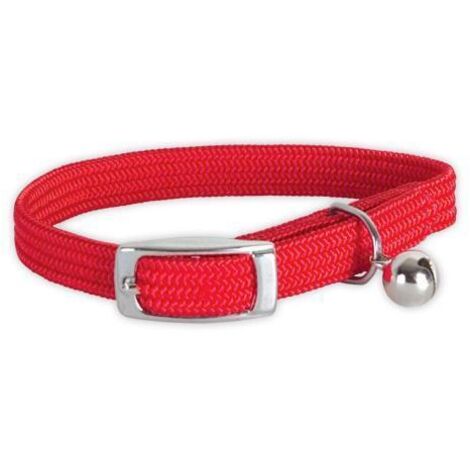 Collier nylon simple chromé chat rouge