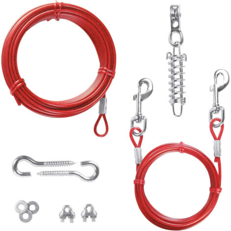 Trixie – Câble d'attache acier 15m pour chien jusqu'à 45kg – Revêtement PVC résistant aux intempéries – Roulette de circulation incluse