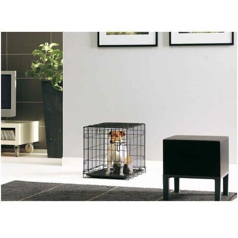 Cage pour chien pliable Dog Cottage T50 – Dimensions 50x30x36,5 cm – 2 portes – Métal léger avec fond en plastique ABS – Savic