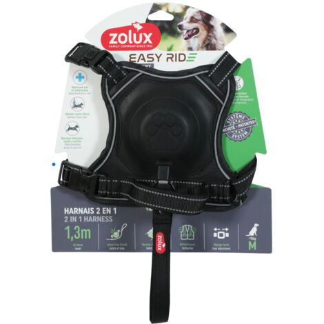 Harnais et laisse enrouleur intégré M noir pour chien max 33 kg - zolux (1/5)