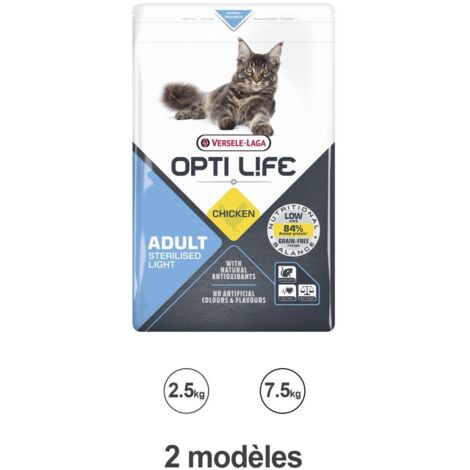 Croquettes Opti Life Chat Adulte Light poulet : 2.5 kg