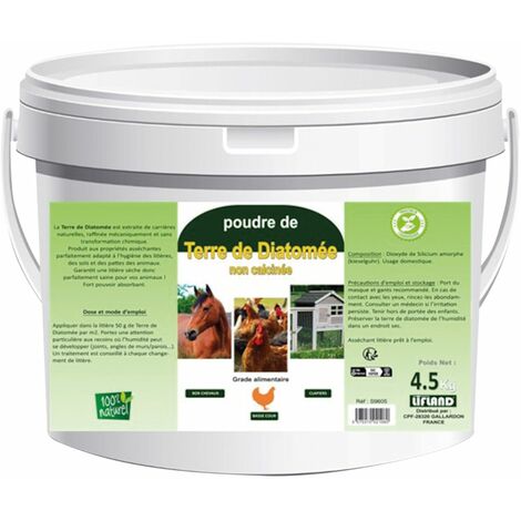 Terre de diatomée 4,5kg – Absorbante et désodorisante – Grade alimentaire – Pour litière et élimination des insectes – Lifland