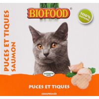 Friandises pour chat anti-puces et tiques au saumon – 100% naturelles et sans gluten – Comprimés savoureux pour peau et pelage – Chadog