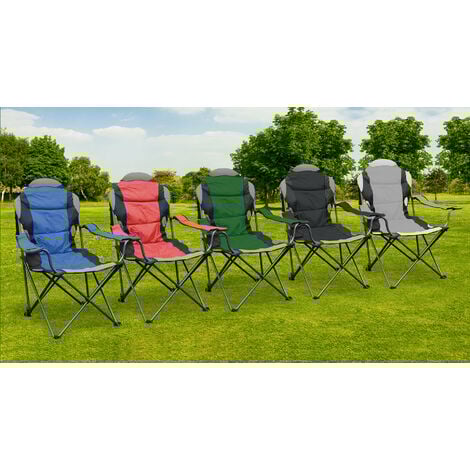 Hyfive Deluxe Folding Padded Camping Chairs High Back - Multiple Colours - Blue (2 Chairs)
