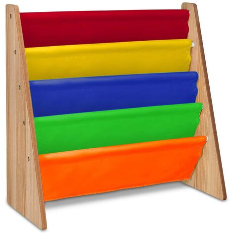 Children's Fabric Bookshelf Rainbow Colour 4 Tier